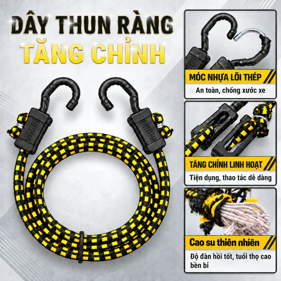 Dây thun ràng hàng móc tăng chỉnh cùng ba điểm nổi bật